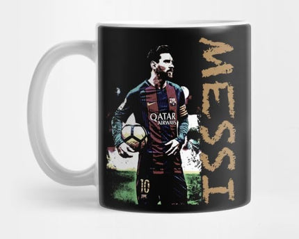 Lionel Messi Black Caricature Art Designer Coffee Mug for Lovers of Football