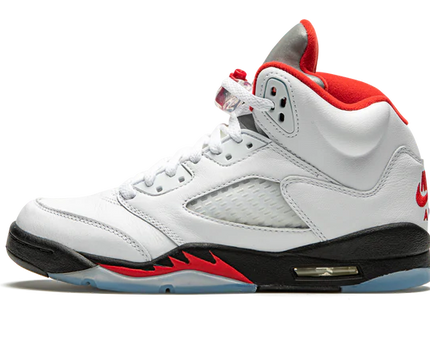 Men's Nike Air Jordan 5 Retro Fire Red Silver Tongue Shoes