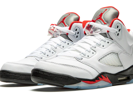 Men's Nike Air Jordan 5 Retro Fire Red Silver Tongue Shoes