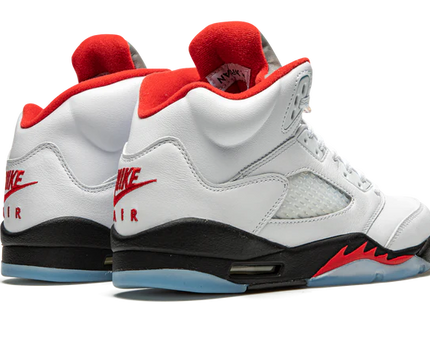 Men's Nike Air Jordan 5 Retro Fire Red Silver Tongue Shoes