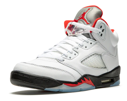 Men's Nike Air Jordan 5 Retro Fire Red Silver Tongue Shoes