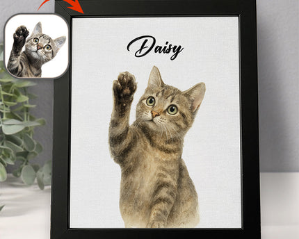 Custom Pet Portrait Photo With Watercolor Style Poster Picture Frame