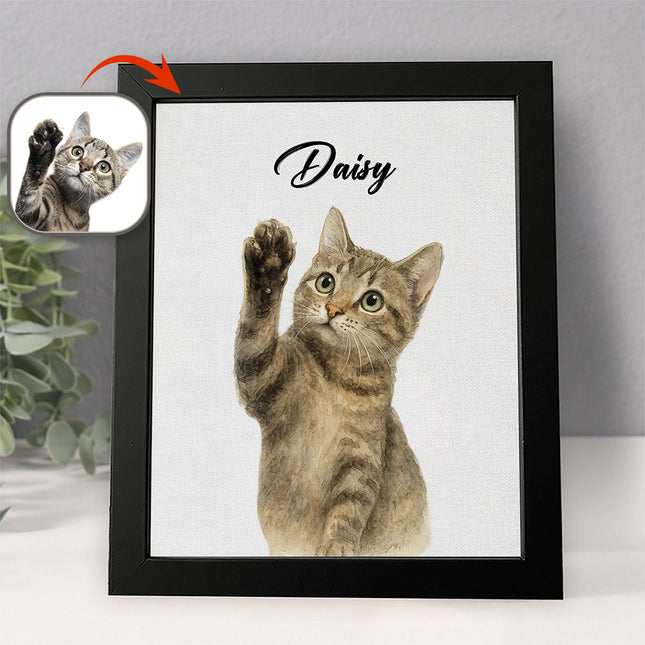 Custom Pet Portrait Photo With Watercolor Style Poster Picture Frame