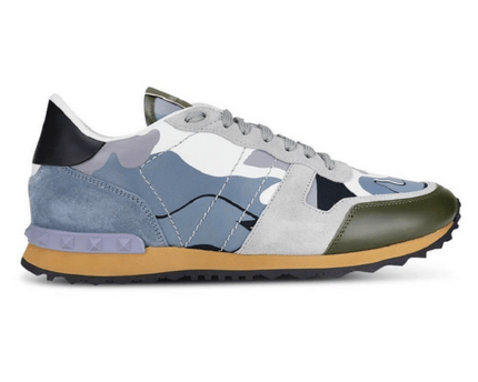 Men's Valentino Camo Rock Runners Grey Olive Sneakers
