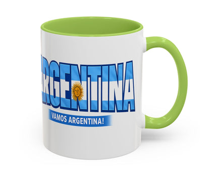 Argentina Vamos Argentina Mug , Accent Coffee Mug, Flag Text Design