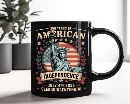 250 Year Of American Independence Black Mug