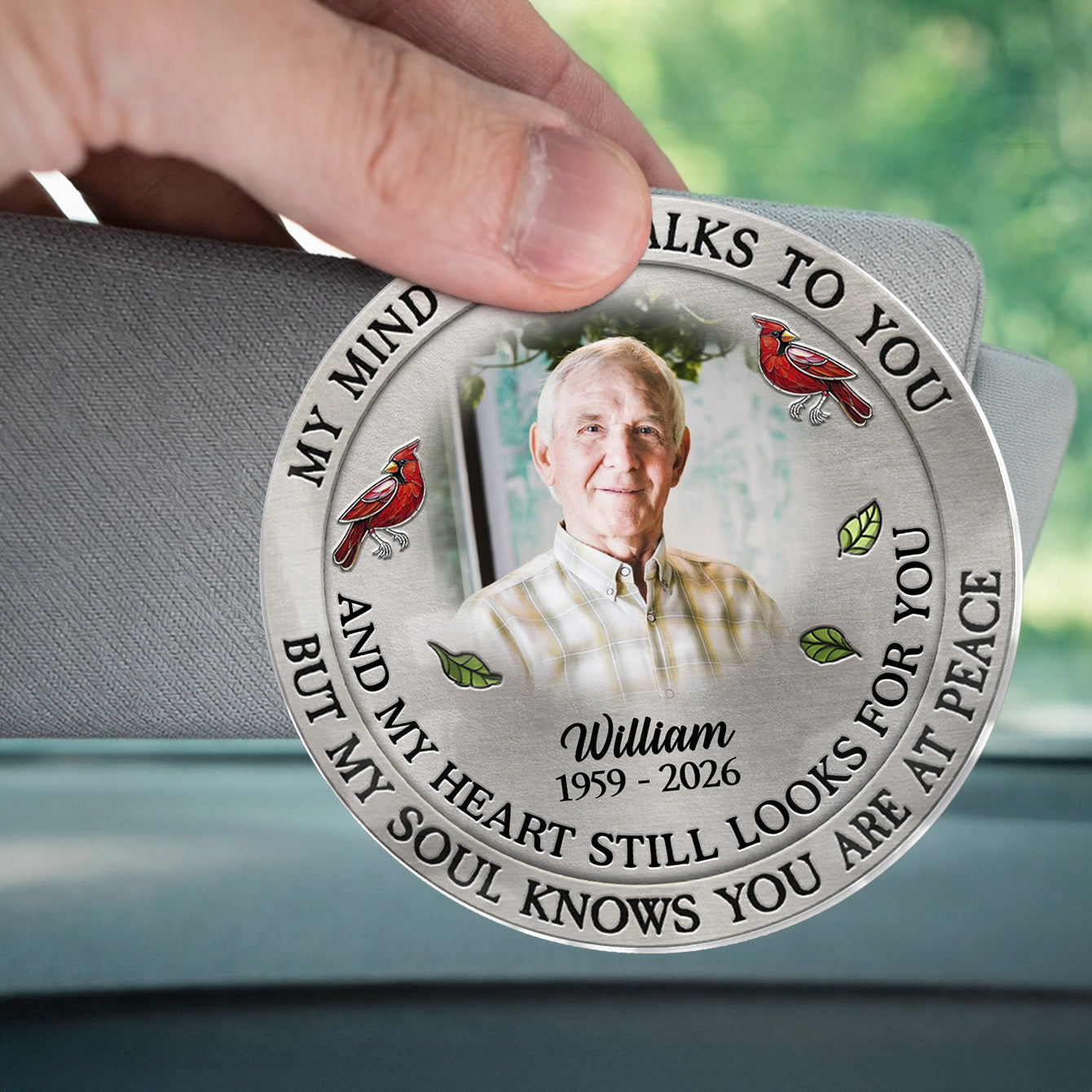Custom Photo My Mind Still Talk To You - Personalized Car Visor Clip - Special Gift For Family Members