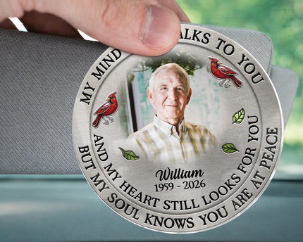 Custom Photo My Mind Still Talk To You - Personalized Car Visor Clip - Special Gift For Family Members