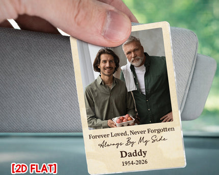 Custom Photo Always By My Side - Personalized Car Visor Clip - Special Gift For Family Members, Dad, Mom