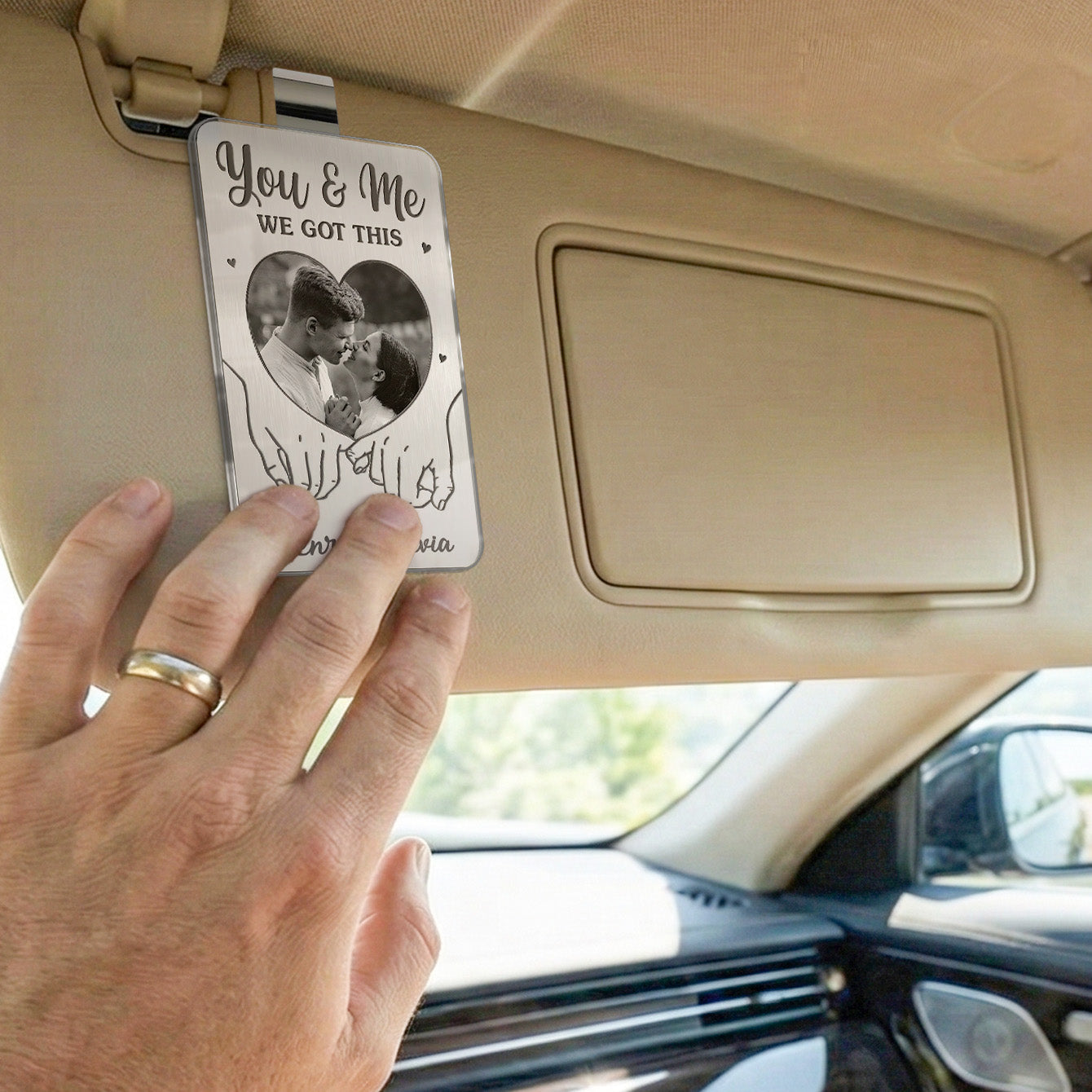 Custom Photo You And Me We Got This - Personalized Car Visor Clip - Special Gift For Couple, Him, Her