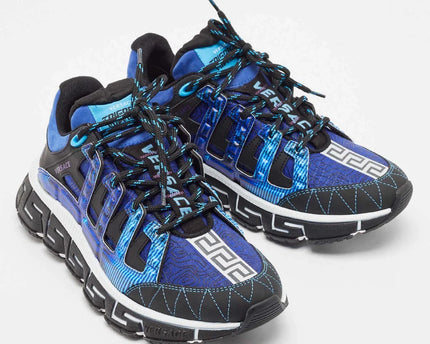 Men's Versace Men's Trigreca Lace Up Barocco Print Blue Sneakers