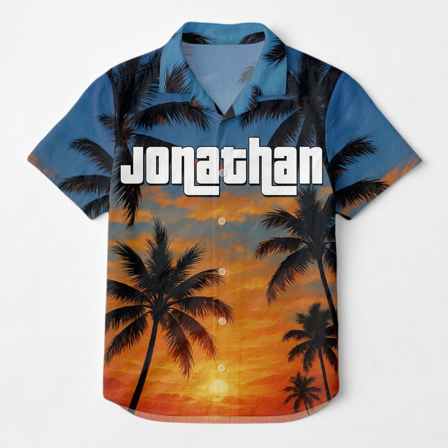 Custom Photo Sunset Tropical  - Personalized Customized Hawaiian shirt