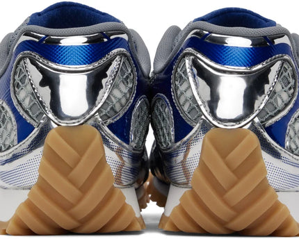 Men’s Bottega Veneta Orbit Flash Suede-Trimmed Gray & Blue Sneakers