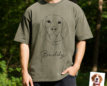 Custom Dog Cat Photo Portrait Line Art Shirt - Personalized Pet Lover Gift