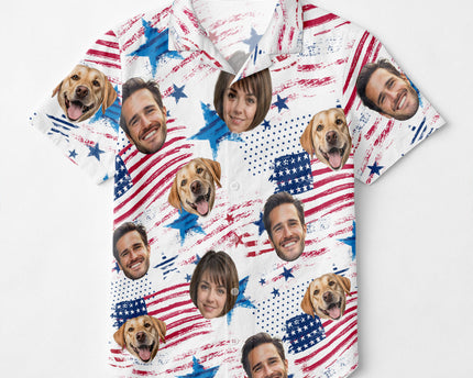 Custom Photo With Beloved Ones American Theme - Personalized Customized Hawaiian shirt
