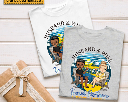 Husband And Wife Travel Partners For Life - Beach Couple T-shirt - Gift For Couples