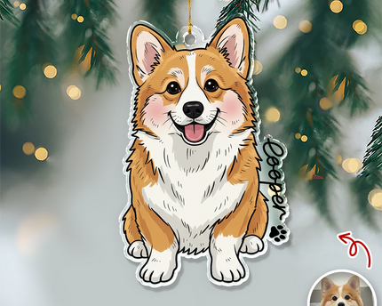 Custom Cute Dog Photo Portrait Christmas Decoration Acrylic Ornament