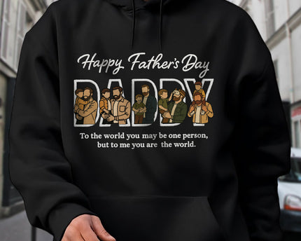 Custom Portrait Photo Happy Father's Day Dad With Kid Embroidered Shirt