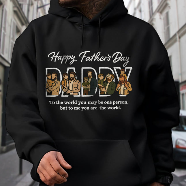 Custom Portrait Photo Happy Father's Day Dad With Kid Embroidered Shirt