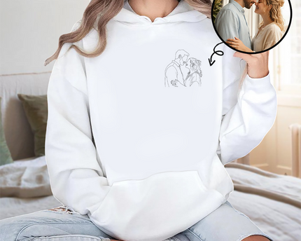Custom Portrait Photo Drawing Style Couple Bright Shirt Gift For Valentine's Day