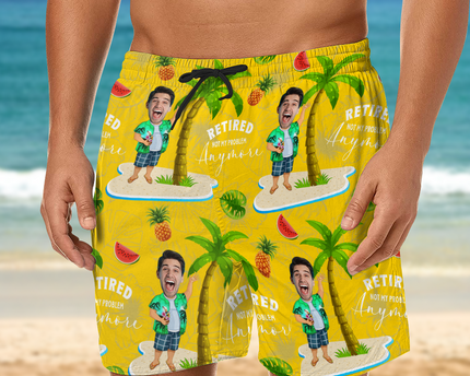 Custom Face All Over Print Beach Short Personalized Retirement Gift for Dad