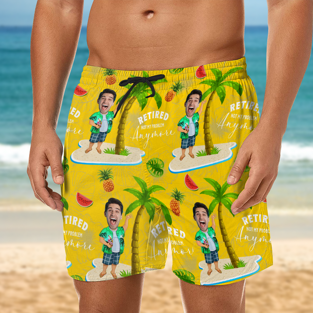 Custom Face All Over Print Beach Short Personalized Retirement Gift for Dad