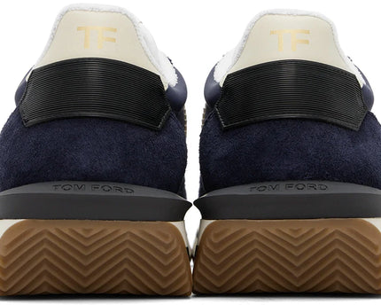 Men's Tom Ford James Mixed Media Low Top Navy Sneakers