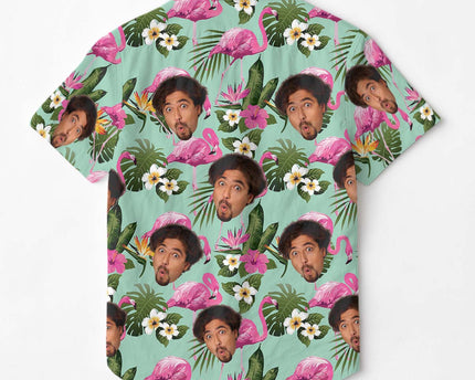 Custom Photo With Beloved Ones Flamingo Theme - Personalized Customized Hawaiian Shirt