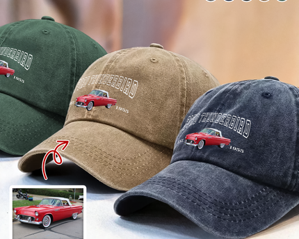 Custom Car Photo Personalized Washed Denim Baseball Cap