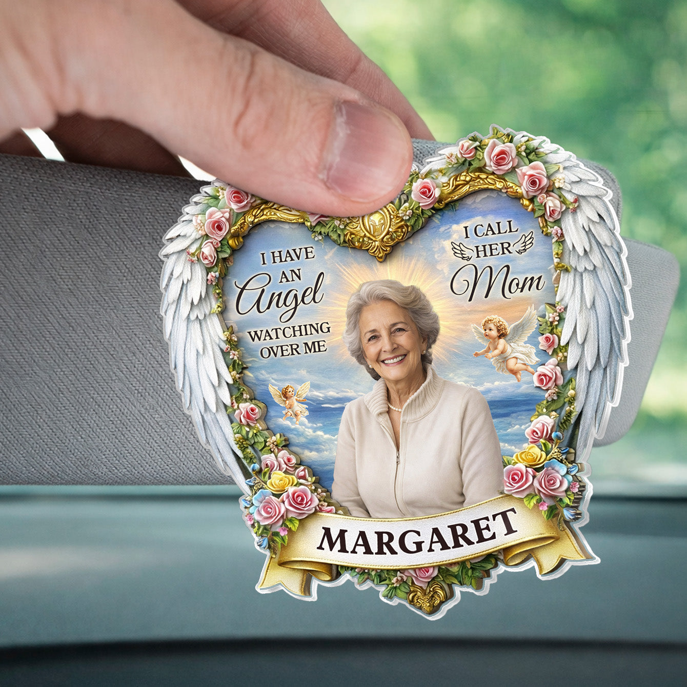 Custom Photo I Have An Angel Watching Over Me - Personalized Car Visor Clip - Meaningful Gift For Mom, Grandma