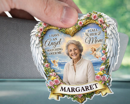 Custom Photo I Have An Angel Watching Over Me - Personalized Car Visor Clip - Meaningful Gift For Mom, Grandma