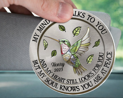 Memorial My Mind Still Talk To You - Personalized Car Visor Clip - Meaningful Gift For Family Members, Mom, Dad