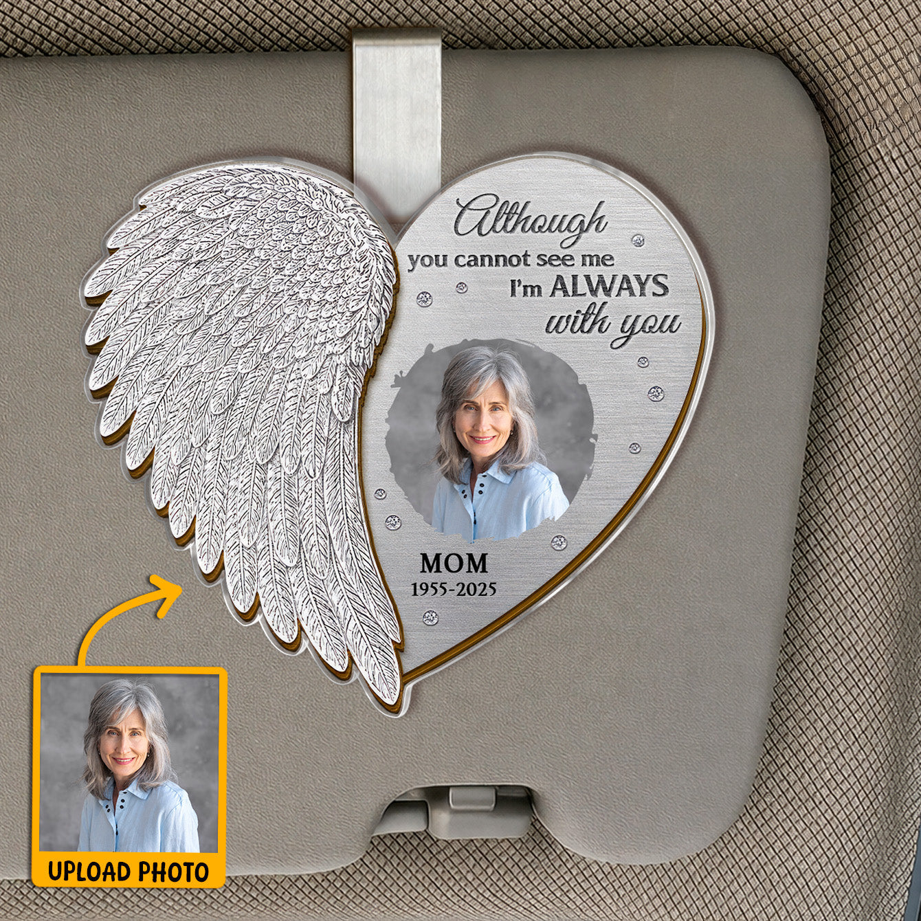 Custom Photo Memorial I'm Always With You - Personalized Car Visor Clip - Meaningful Gift For Family Members, Grandma, Grandpa