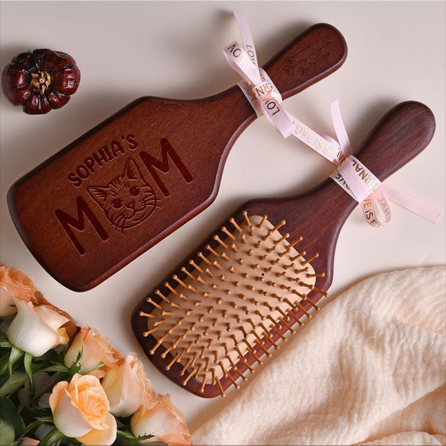 Custom Portrait Dog Cat Photo Engraved Bamboo Comb Gift For Dog Cat Mom, Birthday Gift