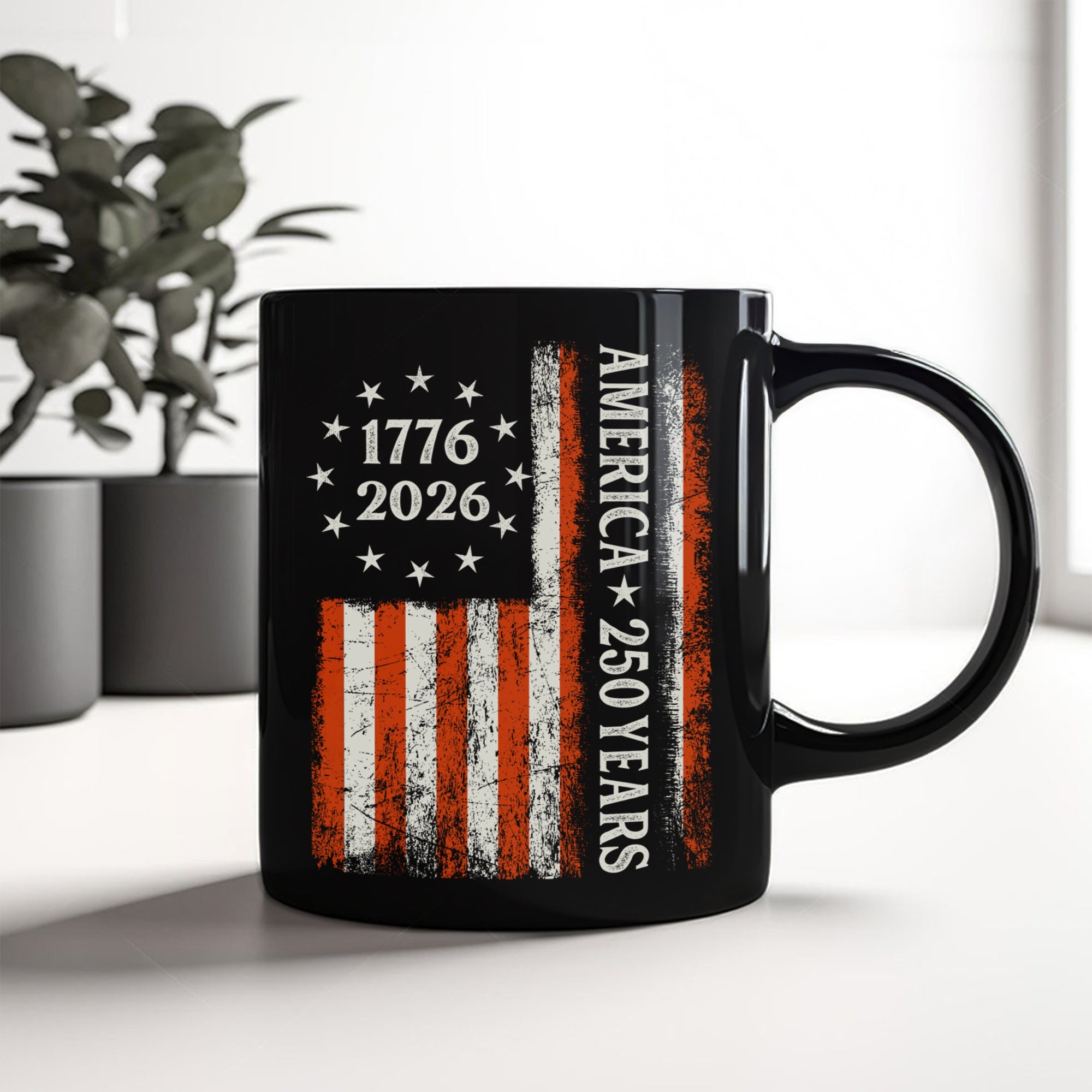 250 Years America Flag 250th Birthday 1776-2026 Black Mug