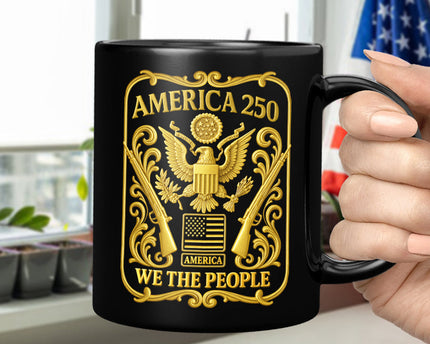 1776 - 2026 America 250th Anniversary Black Mug