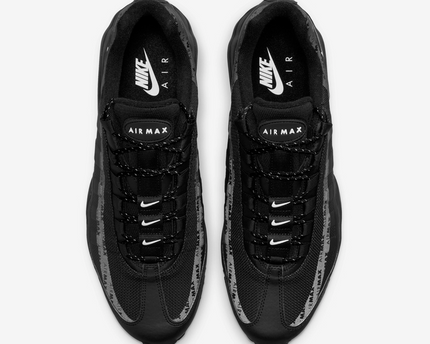 Men's Nike Air Max 95 Black Metallic Silver Shoes