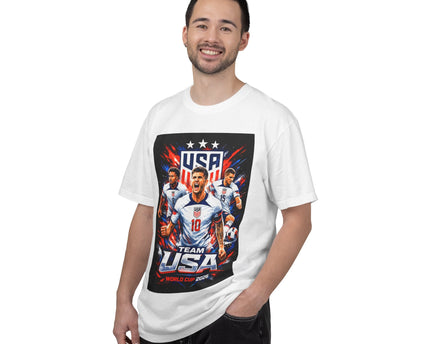 USA Soccer Players Team USA T-Shirt, 2026 World Cup Back Trophy Design, USA Flag