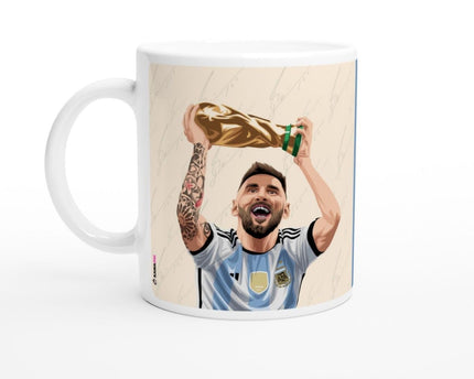Leo Messi with World Cup Trophy Ceramic Coffee Mug