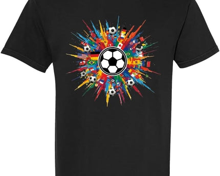2026 World Cup Tournament Soccer Fan T-Shirt | International Football Graphic Tee Colorful Flags | 100% Cotton