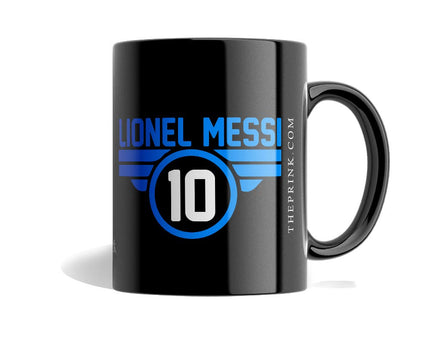 Prink Lionel Messi Print Black Coffee Mugs, Football Coffee Mug
