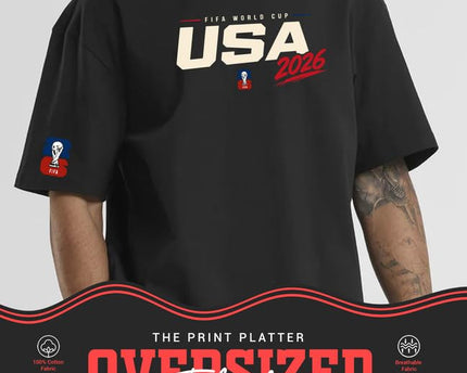 The Print Platter USA FIFA World Cup 2026 Black Oversized