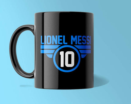 Prink Lionel Messi Print Black Coffee Mugs, Football Coffee Mug