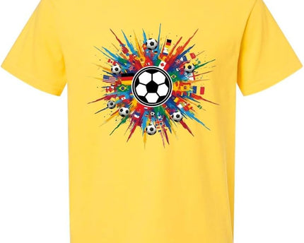 2026 World Cup Tournament Soccer Fan T-Shirt | International Football Graphic Tee Colorful Flags | 100% Cotton