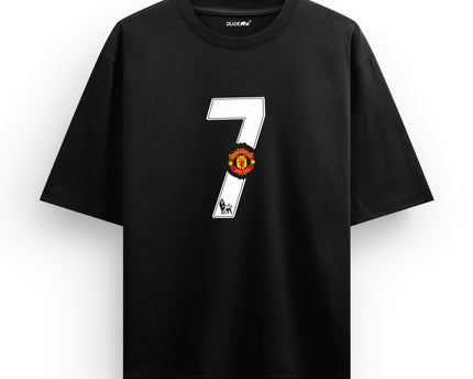 Football Oversized T-Shirt | Half Sleeve Round Neck 100% Cotton Black Graphic Printed