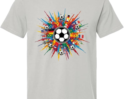 2026 World Cup Tournament Soccer Fan T-Shirt | International Football Graphic Tee Colorful Flags | 100% Cotton