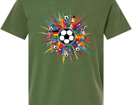 2026 World Cup Tournament Soccer Fan T-Shirt | International Football Graphic Tee Colorful Flags | 100% Cotton
