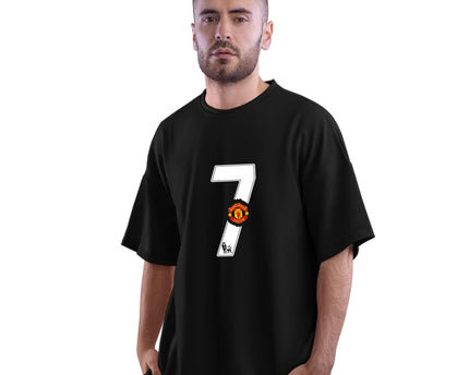 Football Oversized T-Shirt | Half Sleeve Round Neck 100% Cotton Black Graphic Printed