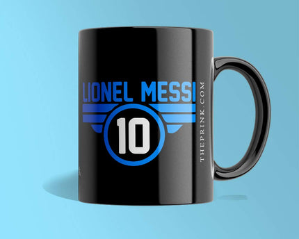 Prink Lionel Messi Print Black Coffee Mugs, Football Coffee Mug