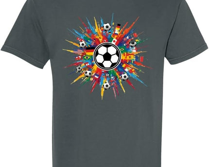 2026 World Cup Tournament Soccer Fan T-Shirt | International Football Graphic Tee Colorful Flags | 100% Cotton